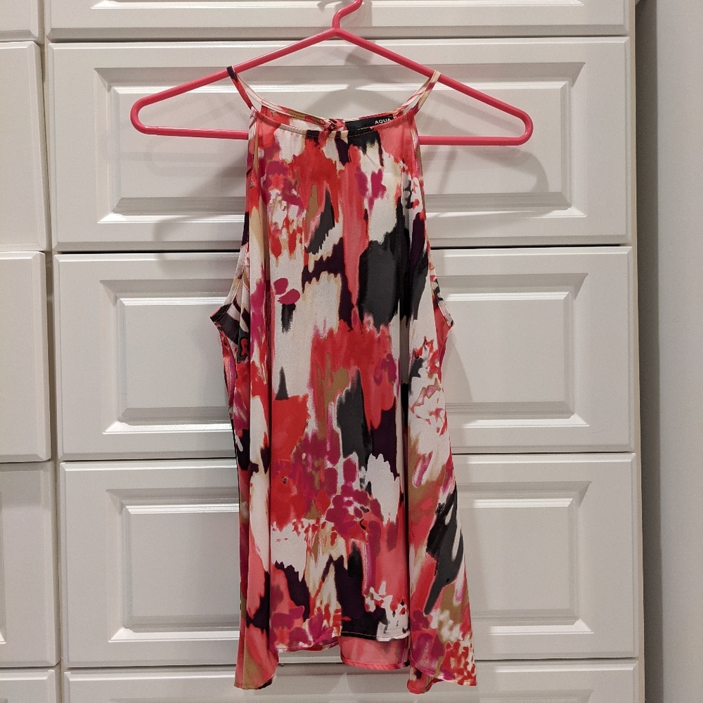 Aqua Multi Colored Sleeveless Blouse